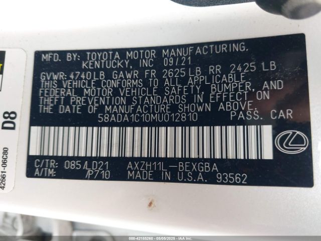 58ADA1C10MU012810 Lexus ES 300H