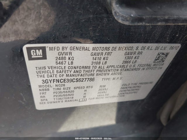 2012 CADILLAC SRX 3GYFNCE39CS627786 Photo 8