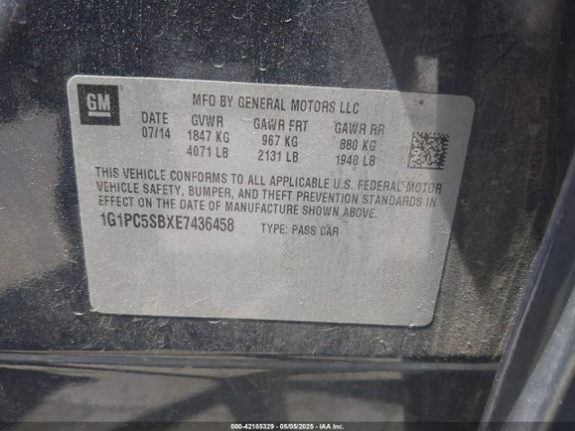 1G1PC5SBXE7436458 Chevrolet Cruze 1lt Auto