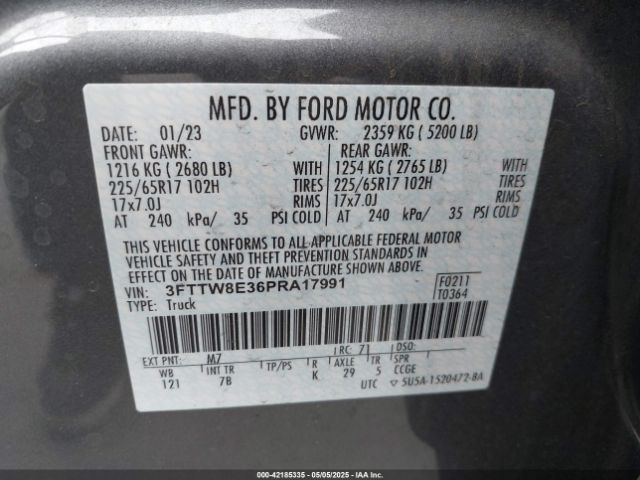 3FTTW8E36PRA17991 Ford Maverick Xlt