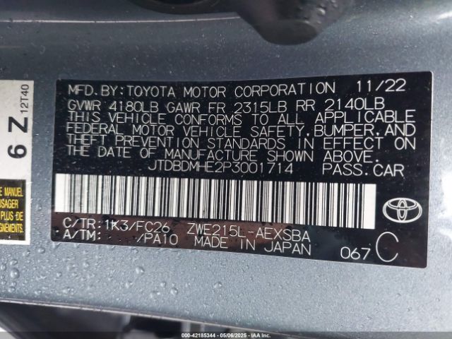 2023 TOYOTA COROLLA JTDBDMHE2P3001714 Photo 8