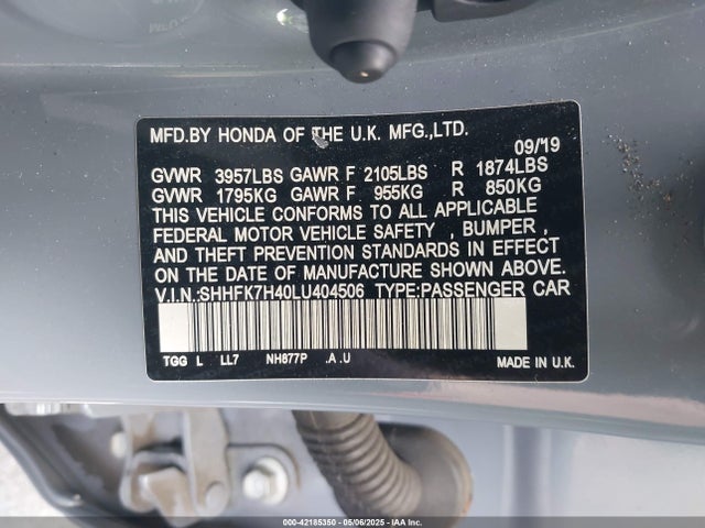 SHHFK7H40LU404506 Honda Civic Sport