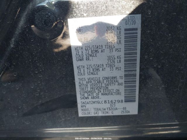 5N1AT2MT6LC816298 Nissan Rogue Sl Fwd