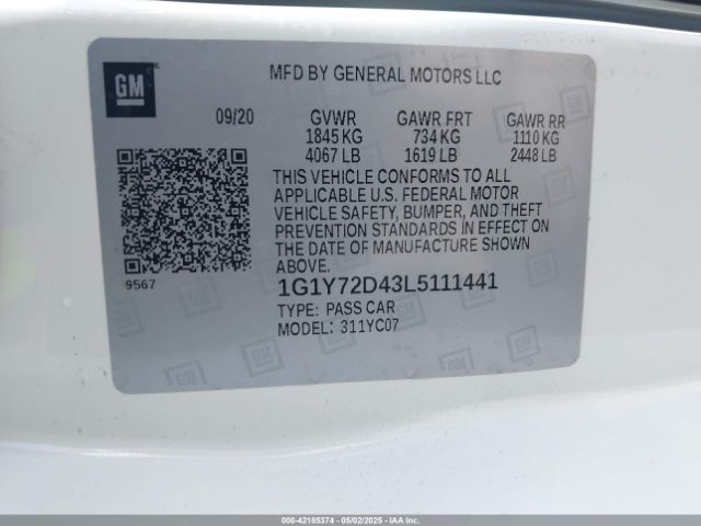 2020 CHEVROLET CORVETTE STINGRAY 1G1Y72D43L5111441 Photo 8