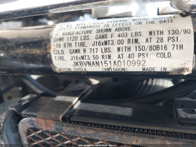 2001 KAWASAKI VN1500 JKBVNAN151A010992 Photo 9