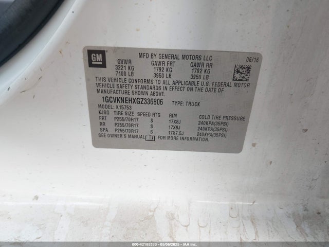 1GCVKNEHXGZ336806 Chevrolet Silverado 1500 Wt
