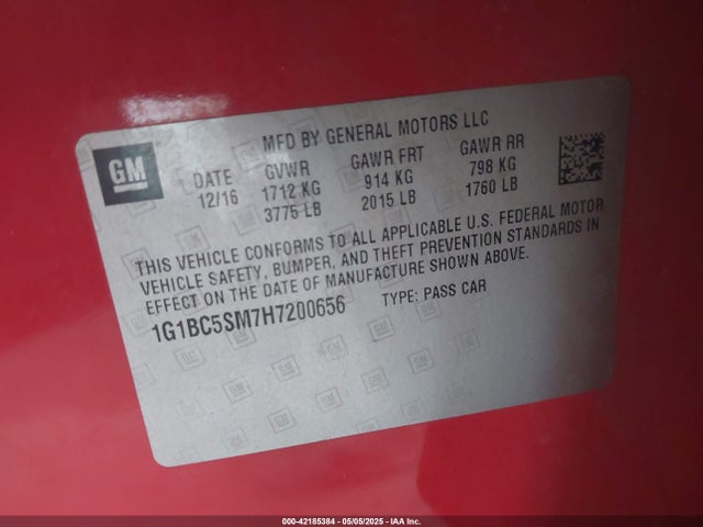 1G1BC5SM7H7200656 Chevrolet Cruze Ls Auto