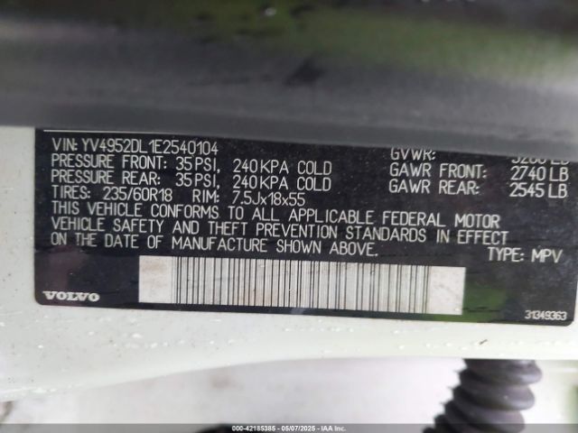 YV4952DL1E2540104 Volvo XC60 3.2