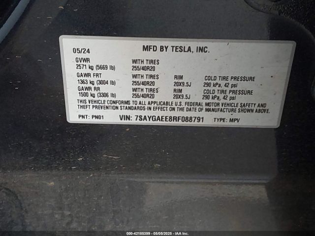 7SAYGAEE8RF088791 Tesla Model Y Long Range Dual Motor All-wheel Drive