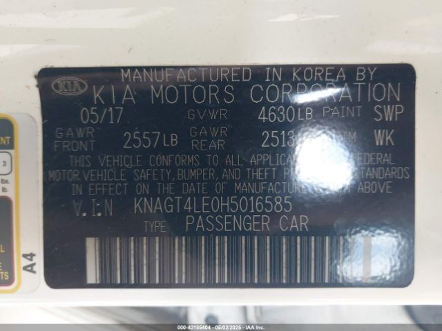 2017 KIA OPTIMA HYBRID KNAGT4LE0H5016585 Photo 8