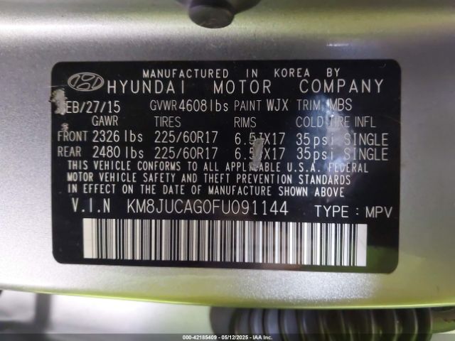 KM8JUCAG0FU091144 Hyundai dohc gdi theta ii
