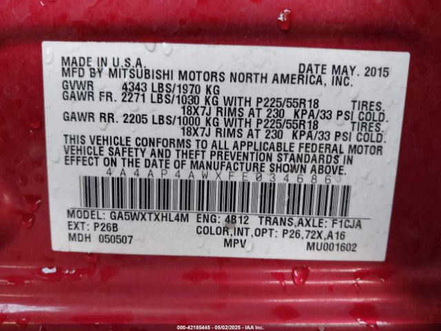 2015 MITSUBISHI OUTLANDER SPORT 4A4AP4AWXFE034686 Photo 8