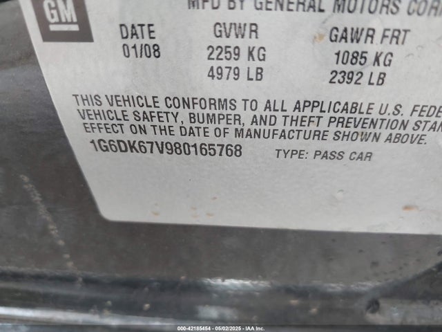 2008 CADILLAC STS 1G6DK67V980165768 Photo 8