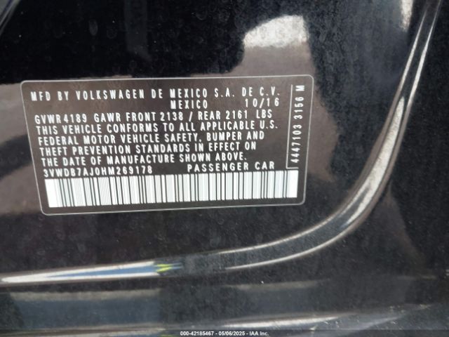 3VWDB7AJ0HM269178 Volkswagen Jetta 1.4t Se