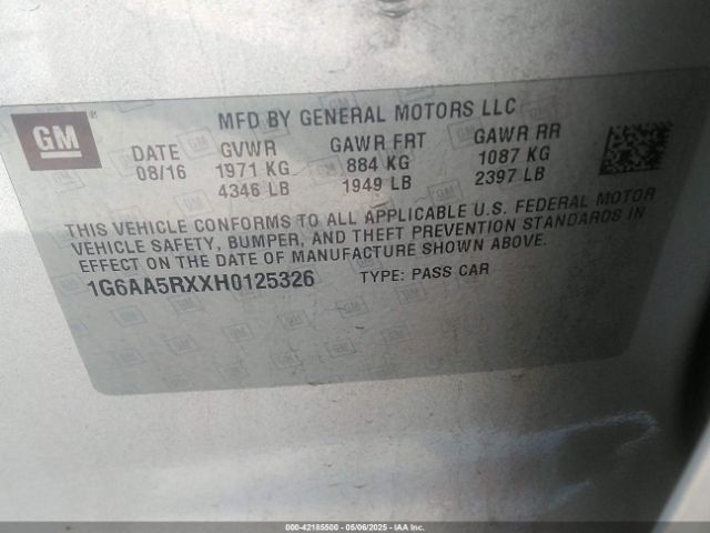 1G6AA5RXXH0125326 Cadillac Ats Standard