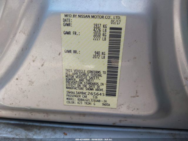 1N4AL3AP8HC265645 Nissan Altima 2.5 S