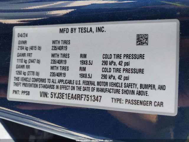2024 TESLA MODEL 3 5YJ3E1EA4RF751347 Photo 8