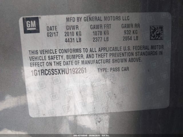 1G1RC6S5XHU192261 Chevrolet VOLT LT