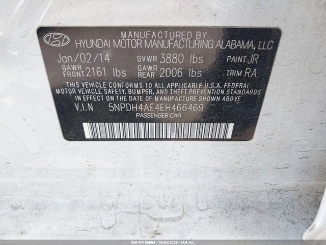 5NPDH4AE4EH466469 Hyundai ELANTRA SE