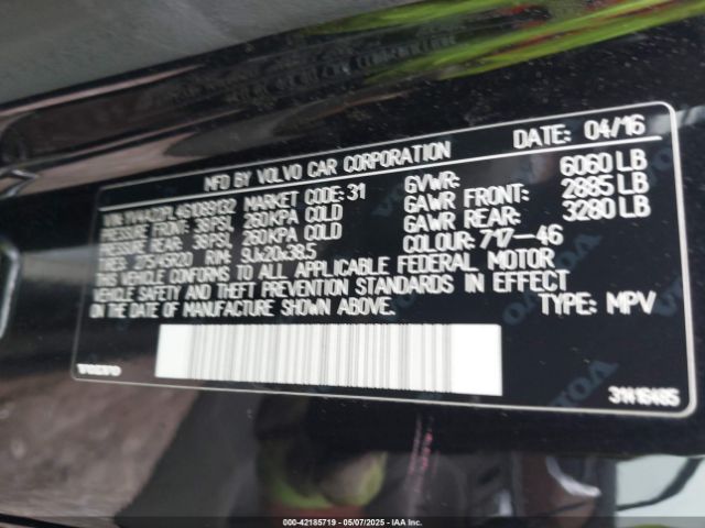 YV4A22PL4G1089132 Volvo Xc90 T6 Inscription