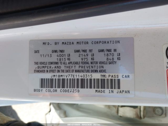 JM1BM1V77E1140315 Mazda Mazda3 I Touring
