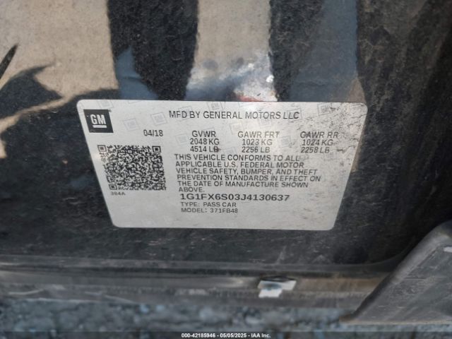 1G1FX6S03J4130637 Chevrolet Bolt Ev Premier