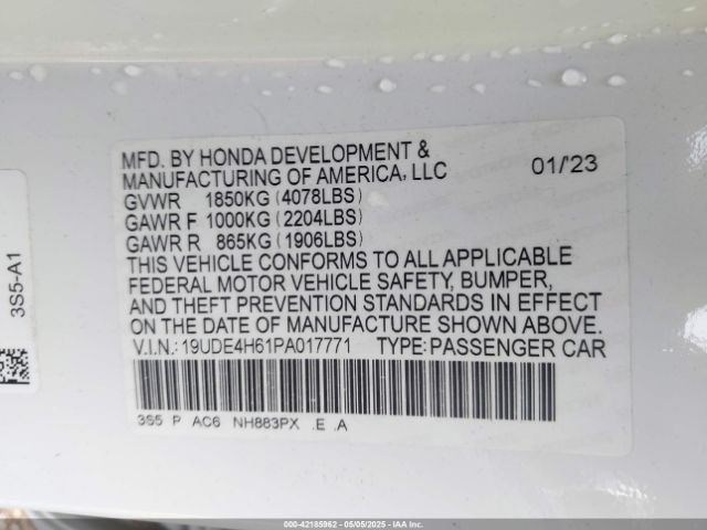 19UDE4H61PA017771 Acura Integra A-spec Technology