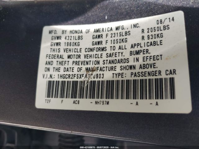 1HGCR2F5XFA000903 Honda Accord Sport