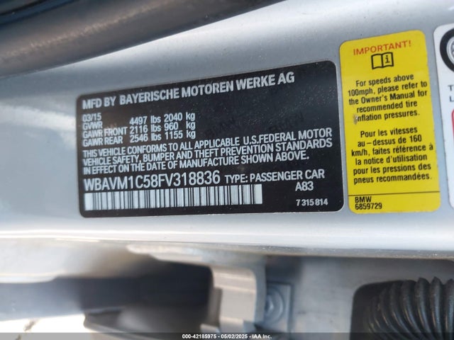 WBAVM1C58FV318836 BMW X1 Sdrive28i