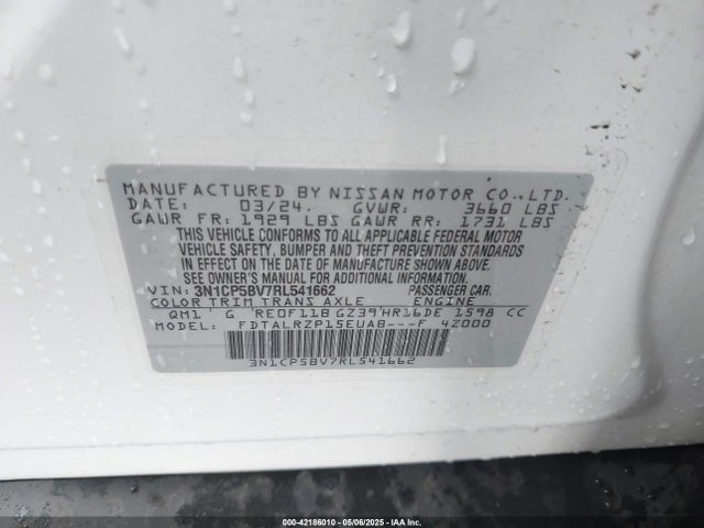 3N1CP5BV7RL541662 Nissan Kicks S Xtronic Cvt
