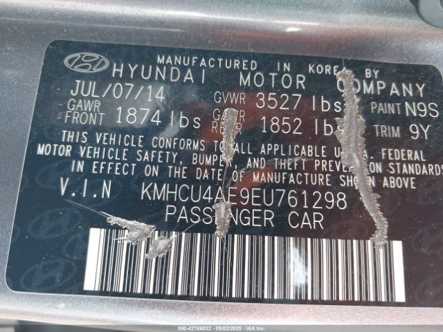 KMHCU4AE9EU761298 Hyundai ACCENT GLS