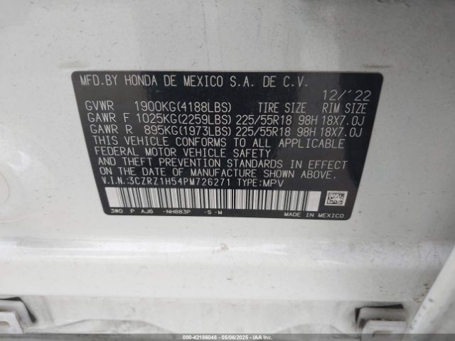 2023 HONDA HR-V 3CZRZ1H54PM726271 Photo 8