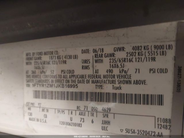 1FTYR1ZM1JKB16995 Ford Transit-250