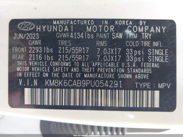 KM8K6CAB9PU054291 Hyundai Kona Sel