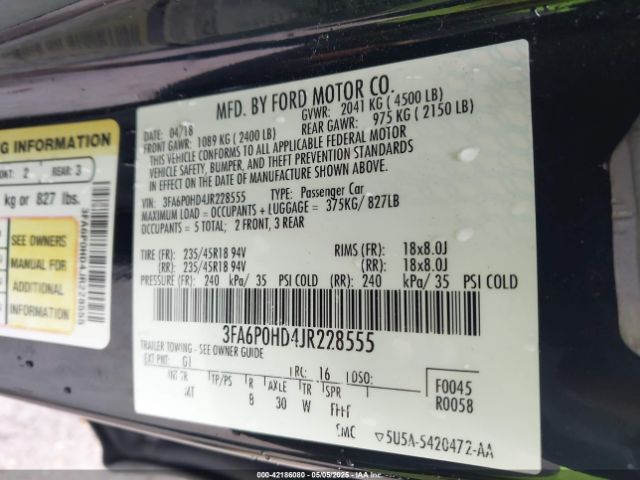 2018 FORD FUSION 3FA6P0HD4JR228555 Photo 8