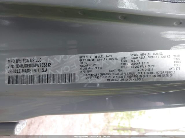 2021 JEEP WRANGLER UNLIMITED 1C4HJXEG0MW703812 Photo 8