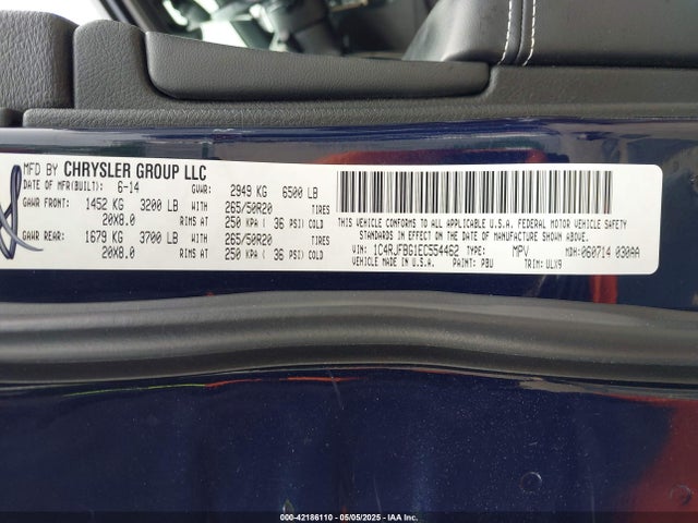1C4RJFBG1EC554462 Jeep Grand Cherokee Limited