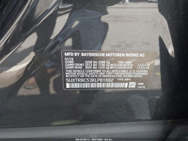 2019 BMW X3 5UXTR9C53KLP81692 Photo 8