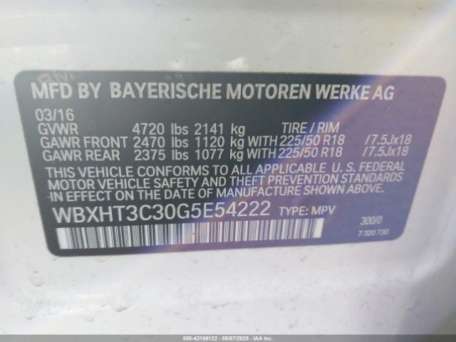WBXHT3C30G5E54222 BMW X1 Xdrive28i
