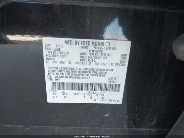 2LMPJ9JP2GBL44627 Lincoln Mkx Black Label