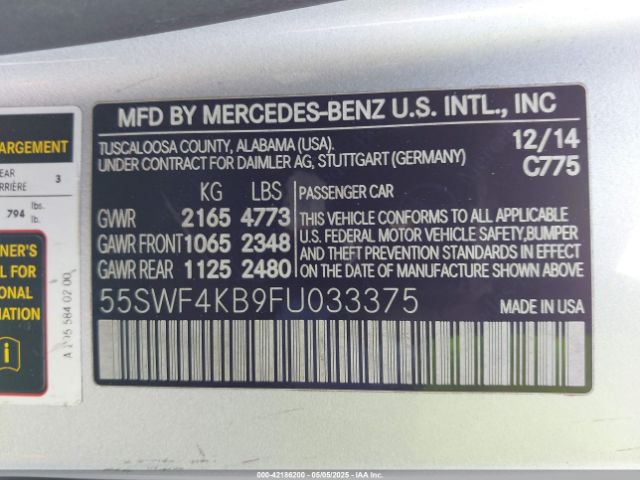 55SWF4KB9FU033375 Mercedes-Benz C 300 4matic/luxury 4matic/sport 4matic