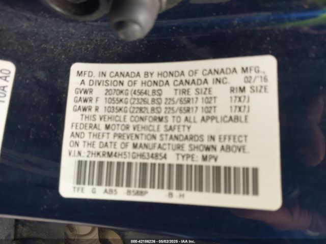 2HKRM4H51GH634854 Honda CR-V EX