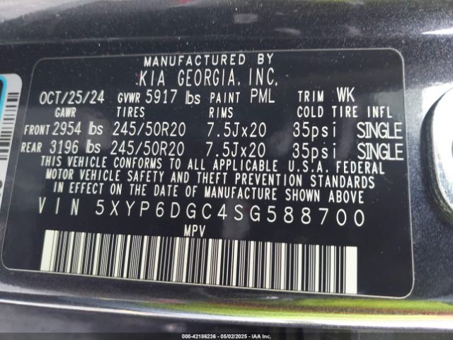5XYP6DGC4SG588700 KIA Telluride S