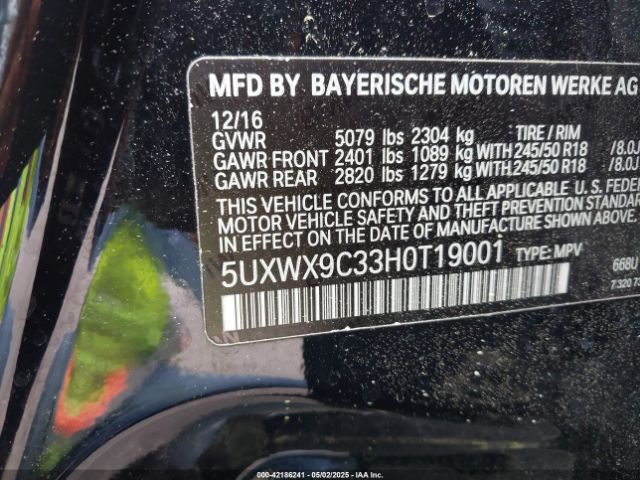 5UXWX9C33H0T19001 BMW X3 Xdrive28i