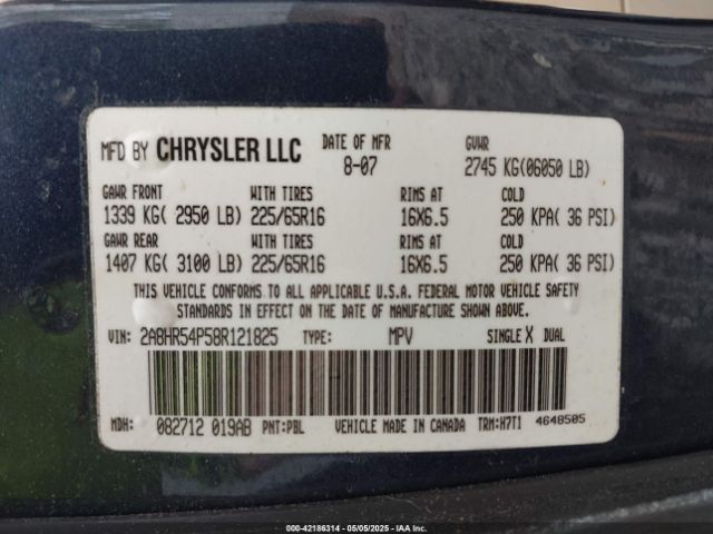 2008 CHRYSLER TOWN & COUNTRY 2A8HR54P58R121825 Photo 8