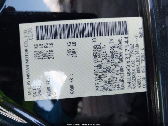 2020 NISSAN ALTIMA 1N4BL4BV5LN317544 Photo 8