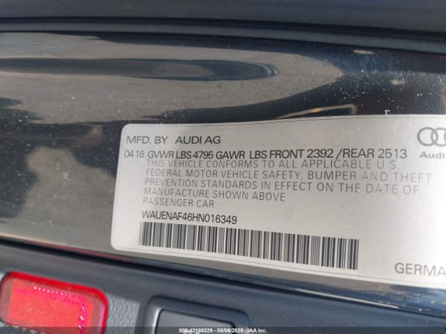WAUENAF46HN016349 Audi A4 2.0t Premium