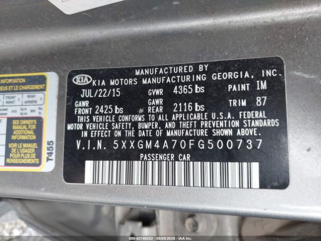 5XXGM4A70FG500737 KIA Optima Lx