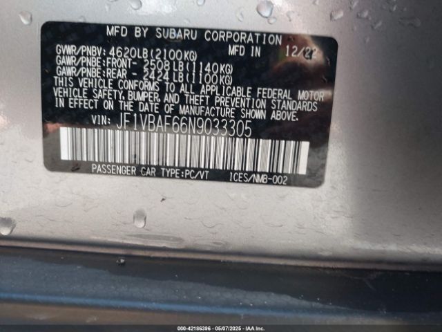 JF1VBAF66N9033305 Subaru Wrx Premium
