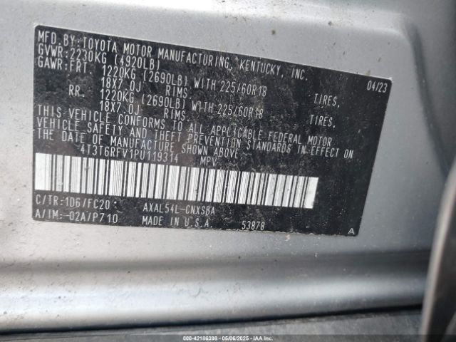 4T3T6RFV1PU119314 Toyota Rav4 Hybrid Se